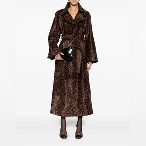 Noise Brown Leopard Print Trench Coat
